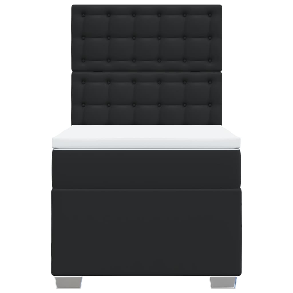 Boxspringbett mit Matratze Schwarz Kunstleder