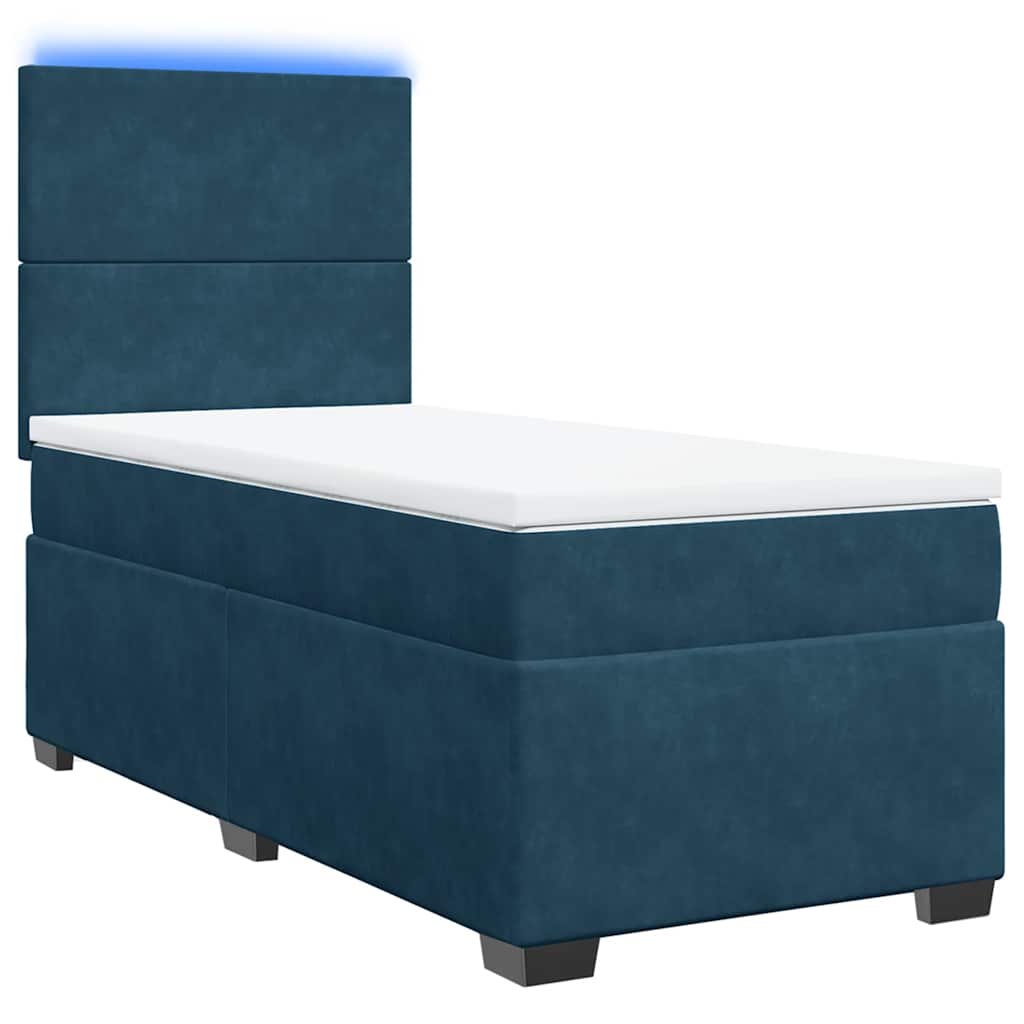 Boxspringbett mit Matratze Blau 90x190 cm Samt