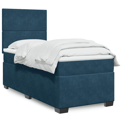 Boxspringbett mit Matratze Blau 90x190 cm Samt