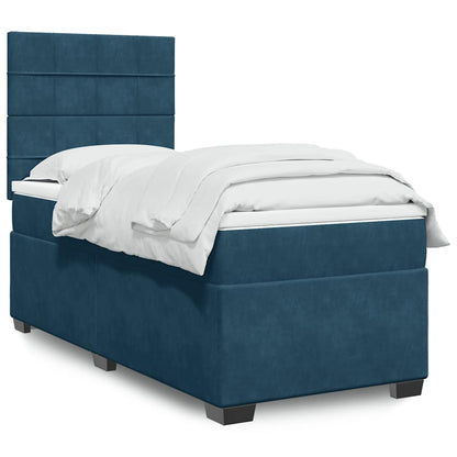 Boxspringbett mit Matratze Blau 90x190 cm Samt