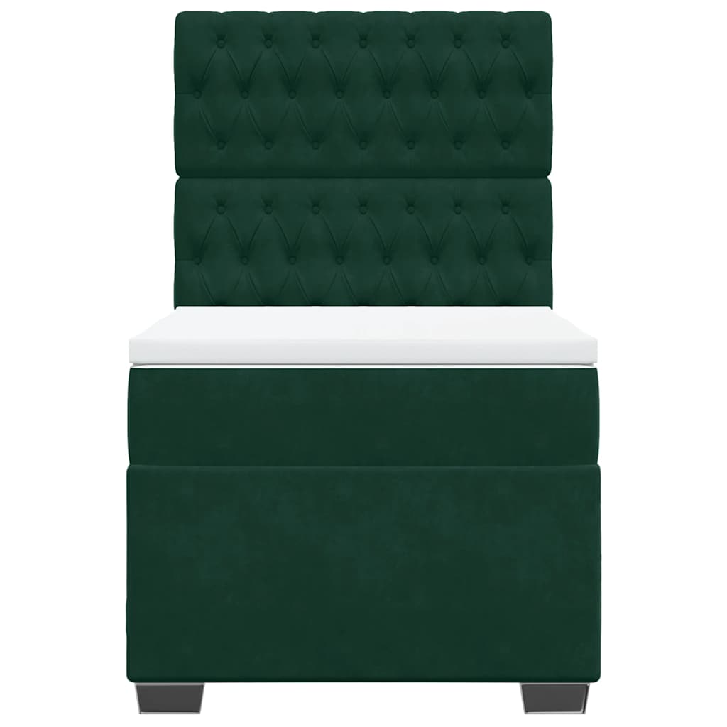 Boxspringbett mit Matratze Dunkelgrün 90x190 cm Samt