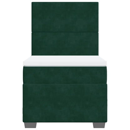 Boxspringbett mit Matratze Dunkelgrün 90x200 cm Samt