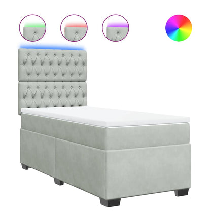 Boxspringbett mit Matratze Hellgrau 90x200 cm Samt