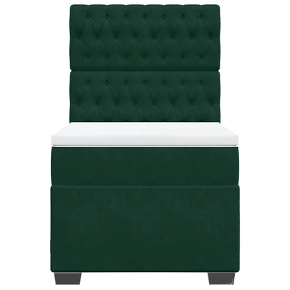 Boxspringbett mit Matratze Dunkelgrün 90x200 cm Samt