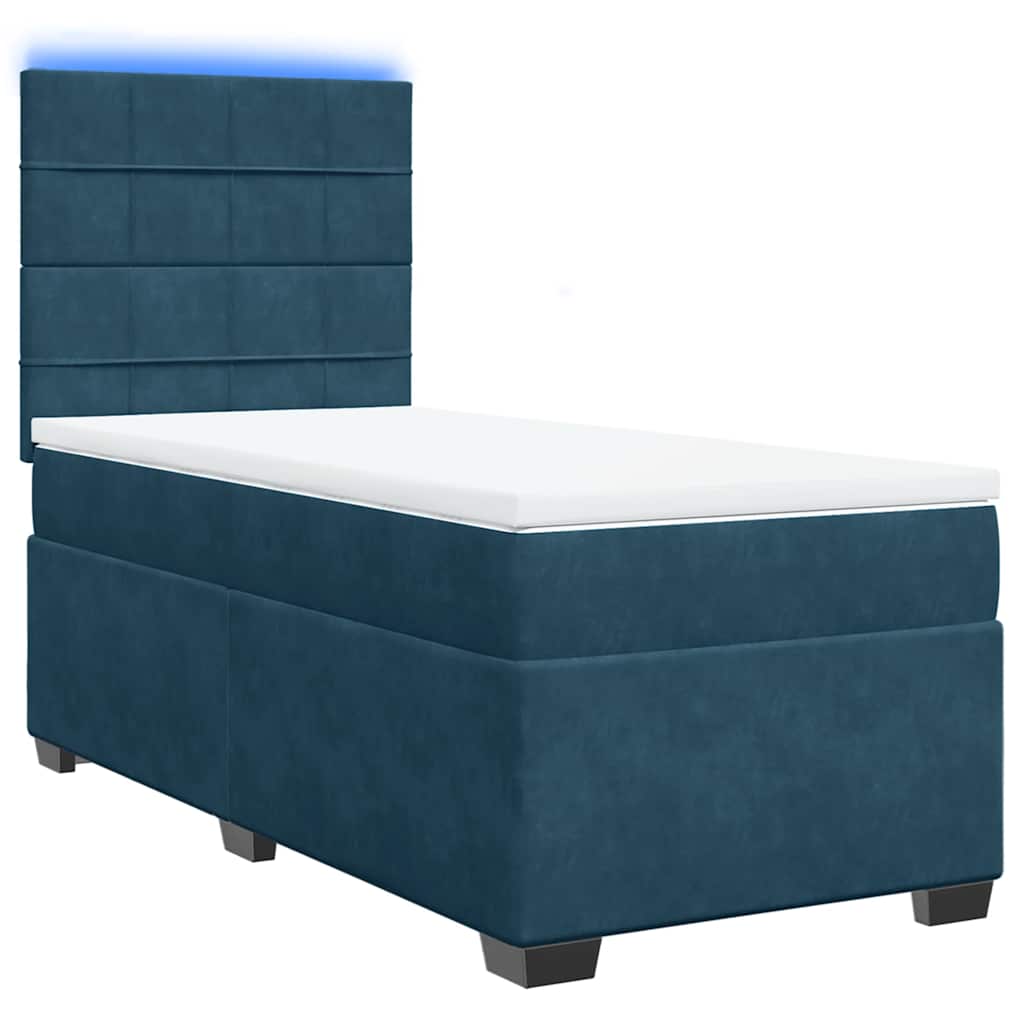 Boxspringbett mit Matratze Blau 100x200 cm Samt