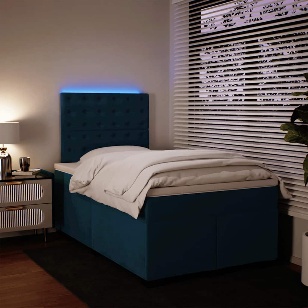 Boxspringbett mit Matratze Blau 120x200 cm Samt