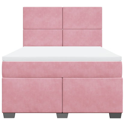 Boxspringbett mit Matratze Rosa 140x190 cm Samt
