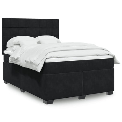Boxspringbett mit Matratze Schwarz 140x190 cm Samt