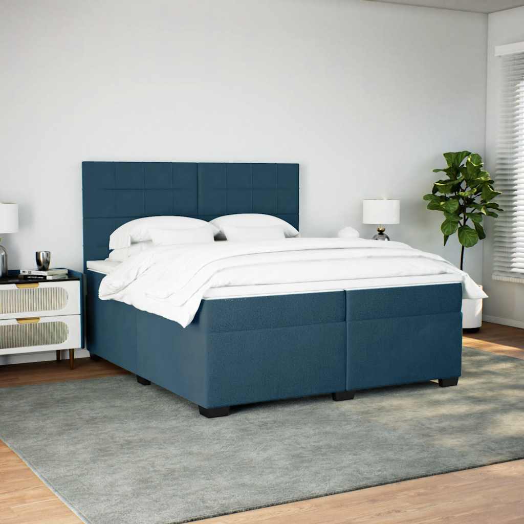 Boxspringbett mit Matratze Blau 200x200 cm Samt