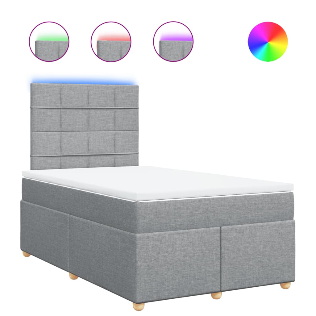 Boxspringbett mit Matratze Hellgrau 120x200 cm Stoff