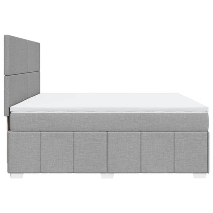 Boxspringbett mit Matratze Hellgrau 180x200 cm Stoff
