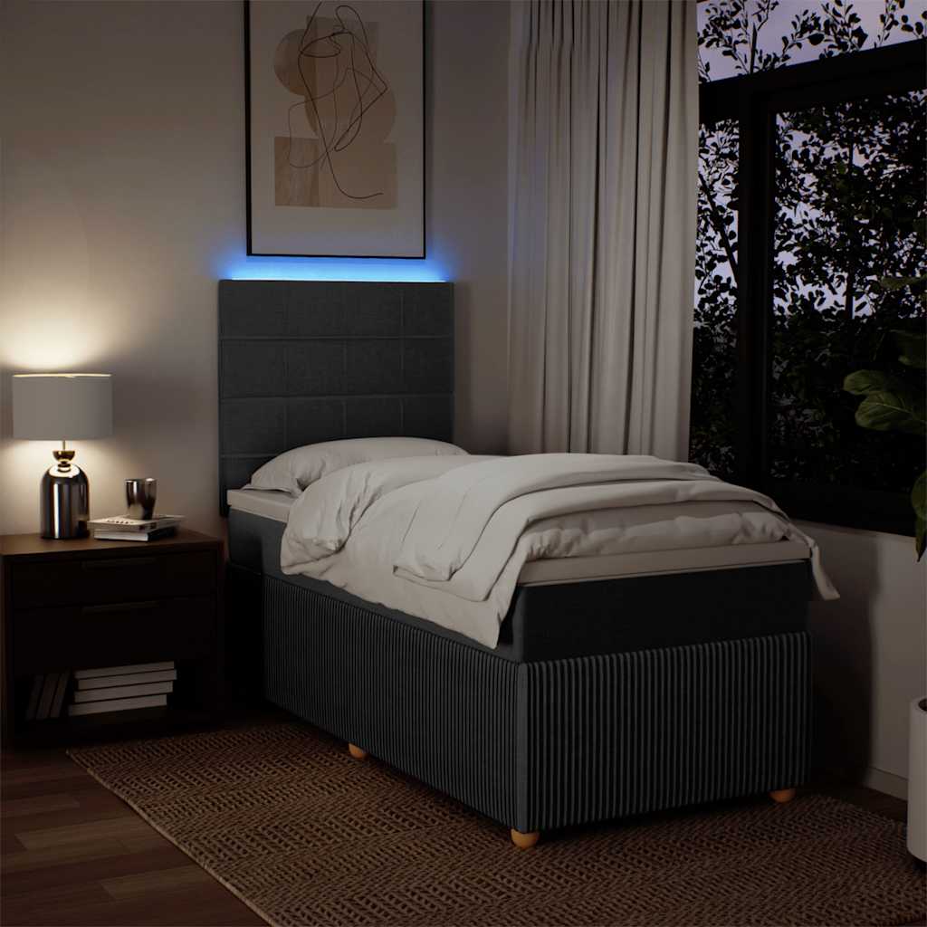 Boxspringbett mit Matratze Dunkelgrau 100x200 cm Stoff