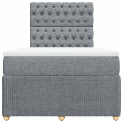 Boxspringbett mit Matratze Hellgrau 120x200 cm Stoff