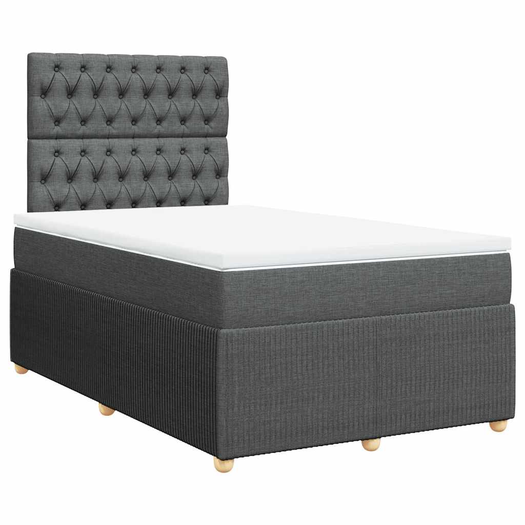 Boxspringbett mit Matratze Dunkelgrau 120x200 cm Stoff