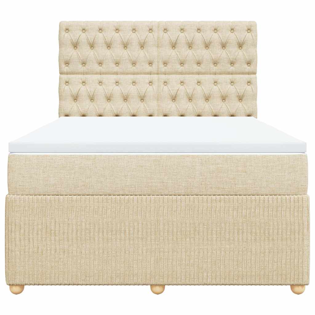 Boxspringbett mit Matratze Creme 160x200 cm Stoff