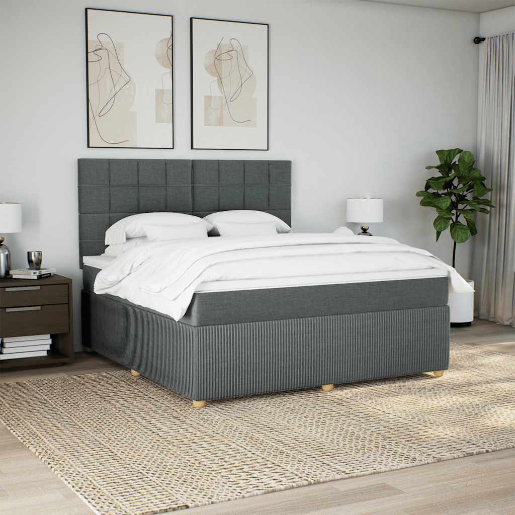 Boxspringbett mit Matratze Dunkelgrau 180x200 cm Stoff