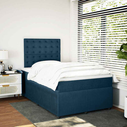 Boxspringbett mit Matratze Blau 120x190 cm Samt