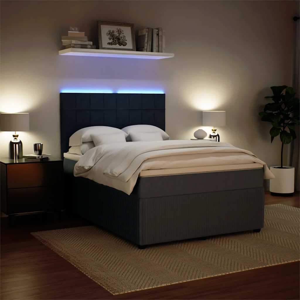 Boxspringbett mit Matratze Dunkelgrau 140x190 cm Samt