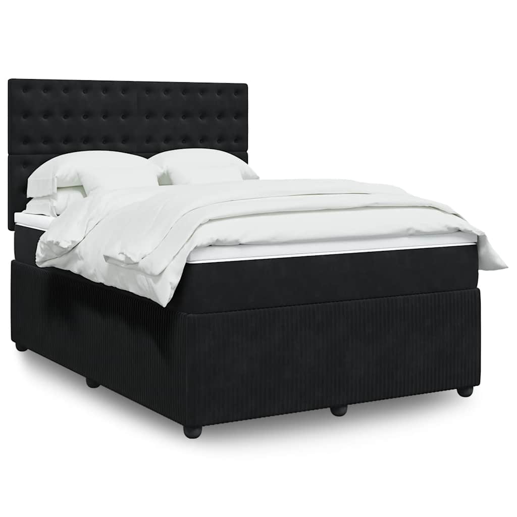 Boxspringbett mit Matratze Schwarz 140x190 cm Samt