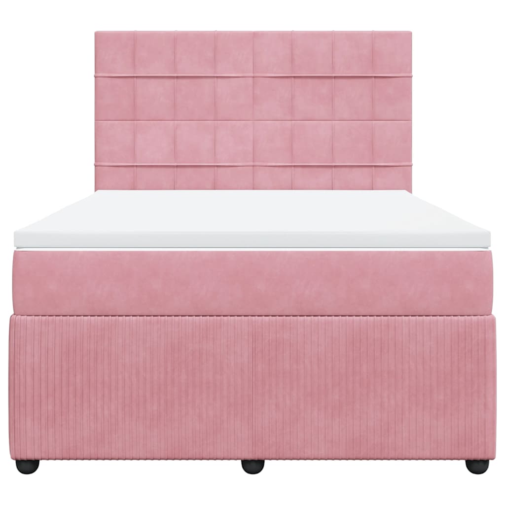Boxspringbett mit Matratze Rosa 140x200 cm Samt