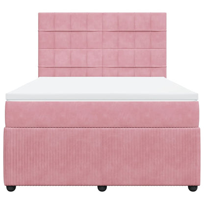 Boxspringbett mit Matratze Rosa 140x200 cm Samt