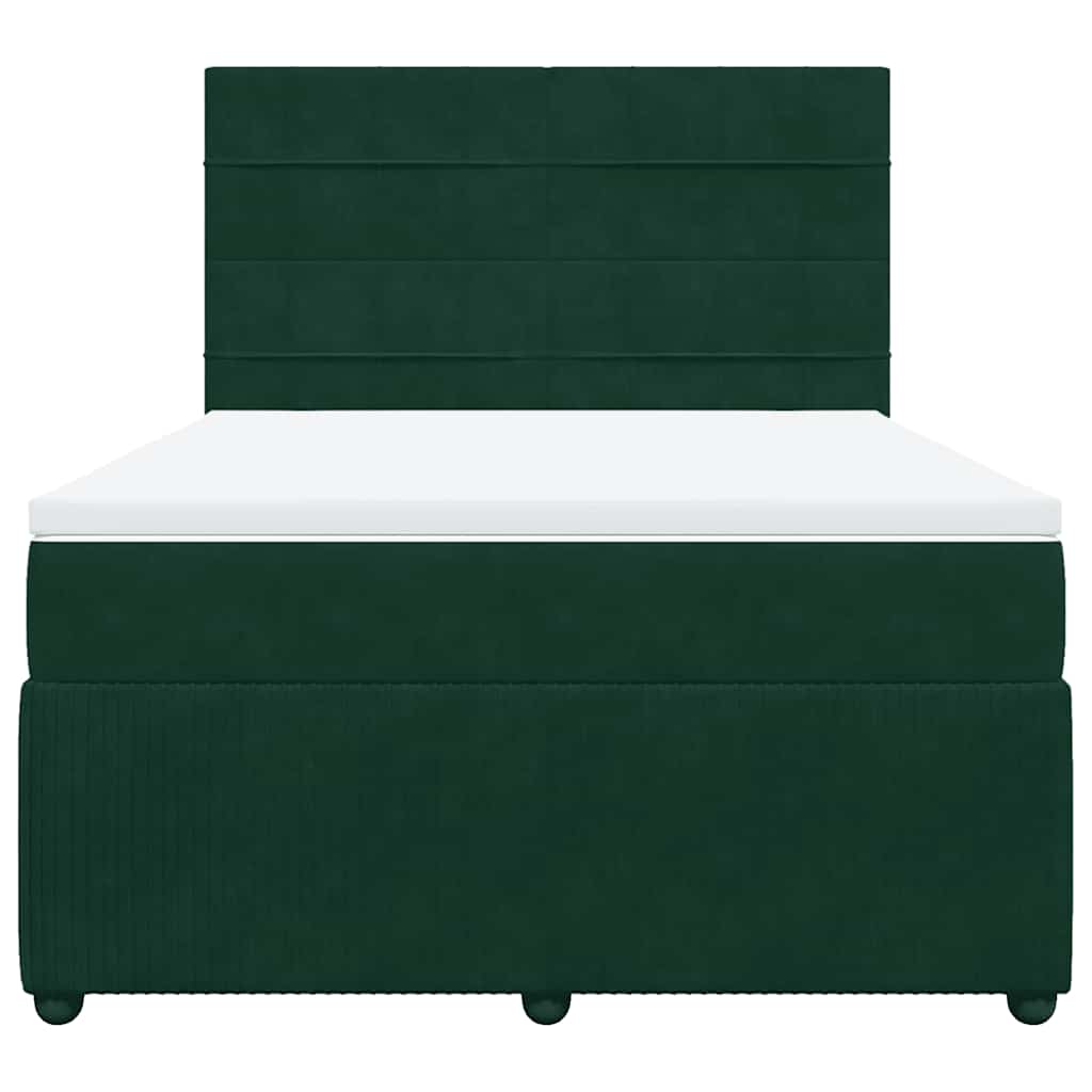Boxspringbett mit Matratze Dunkelgrün 160x200 cm Samt