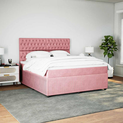 Boxspringbett mit Matratze Rosa 180x200 cm Samt