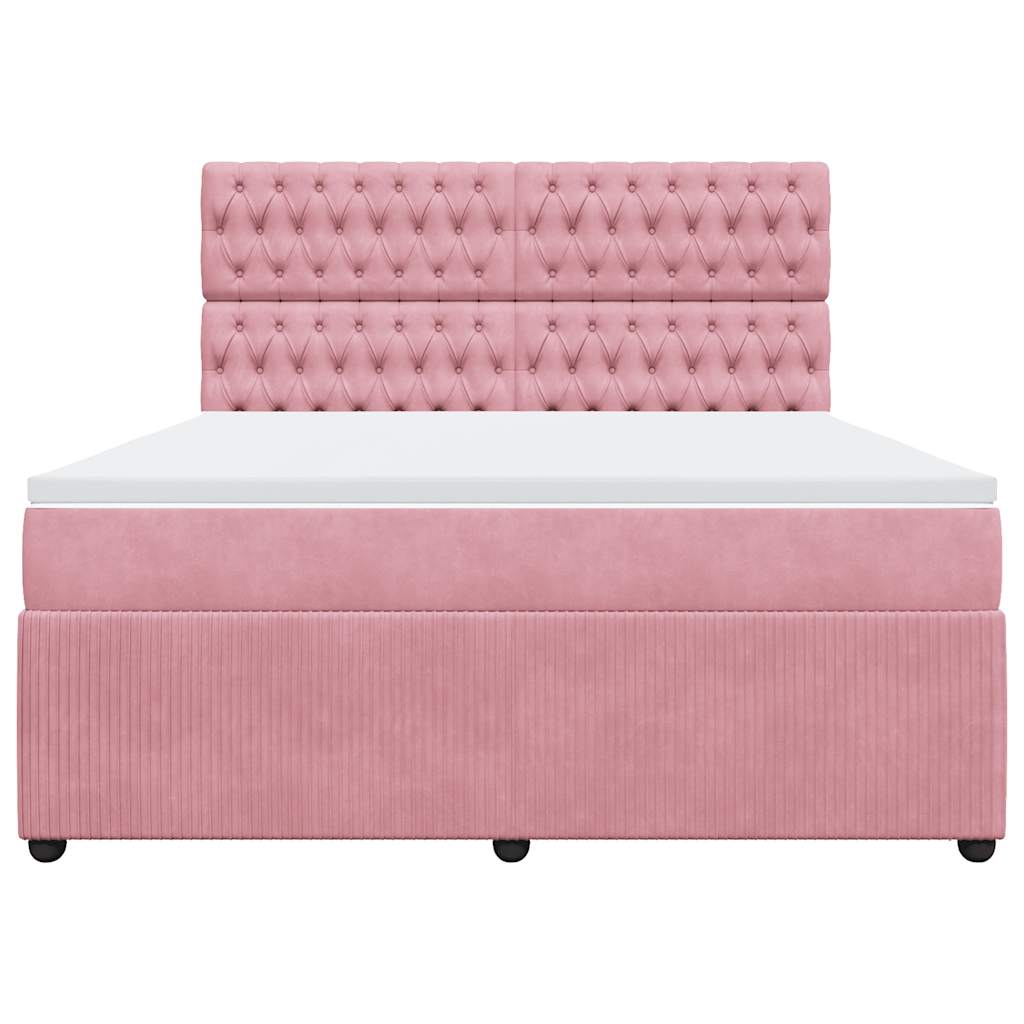 Boxspringbett mit Matratze Rosa 180x200 cm Samt