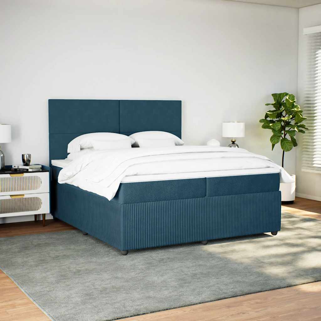Boxspringbett mit Matratze Blau 200x200 cm Samt