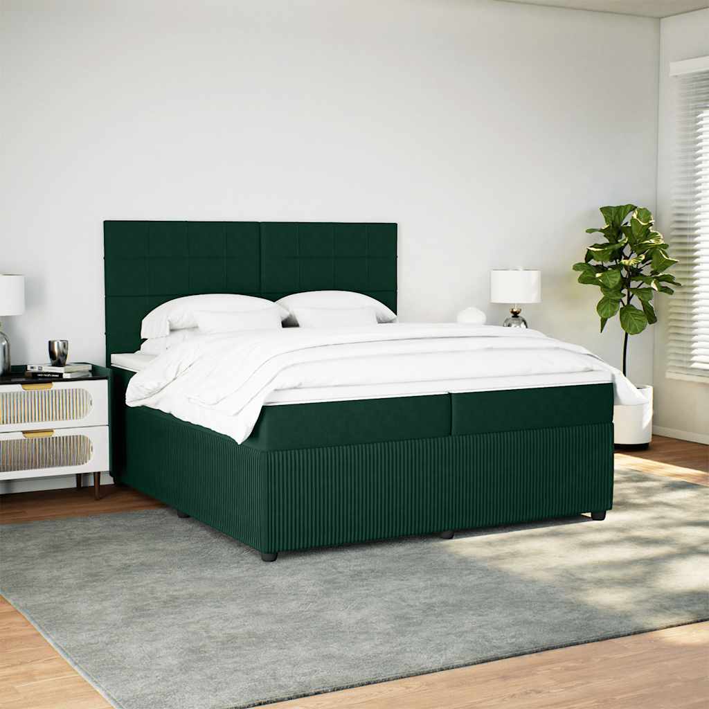 Boxspringbett mit Matratze Dunkelgrün 200x200 cm Samt