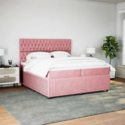 Boxspringbett mit Matratze Rosa 200x200 cm Samt
