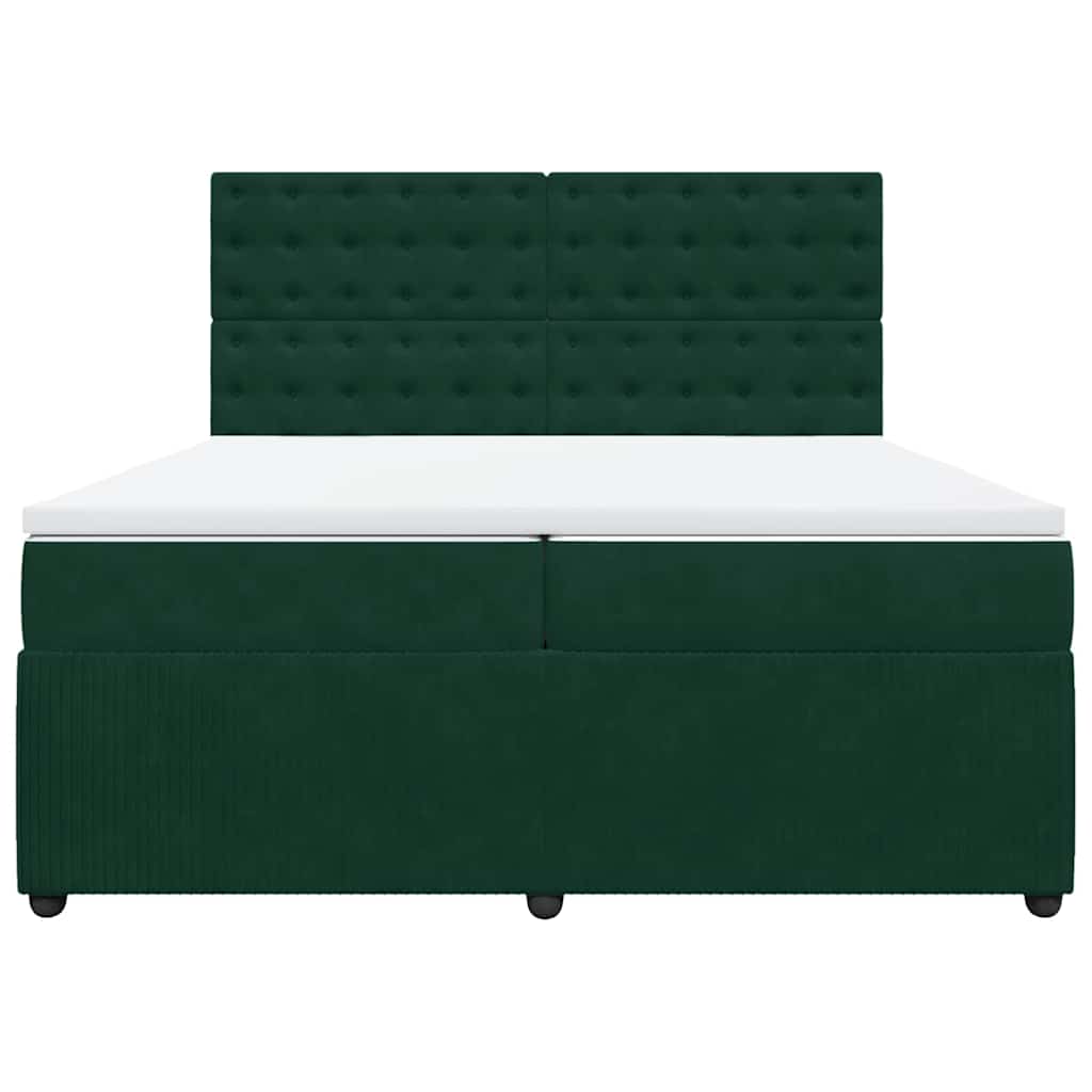 Boxspringbett mit Matratze Dunkelgrün 200x200 cm Samt