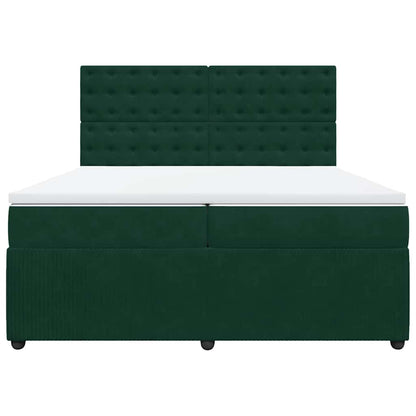Boxspringbett mit Matratze Dunkelgrün 200x200 cm Samt