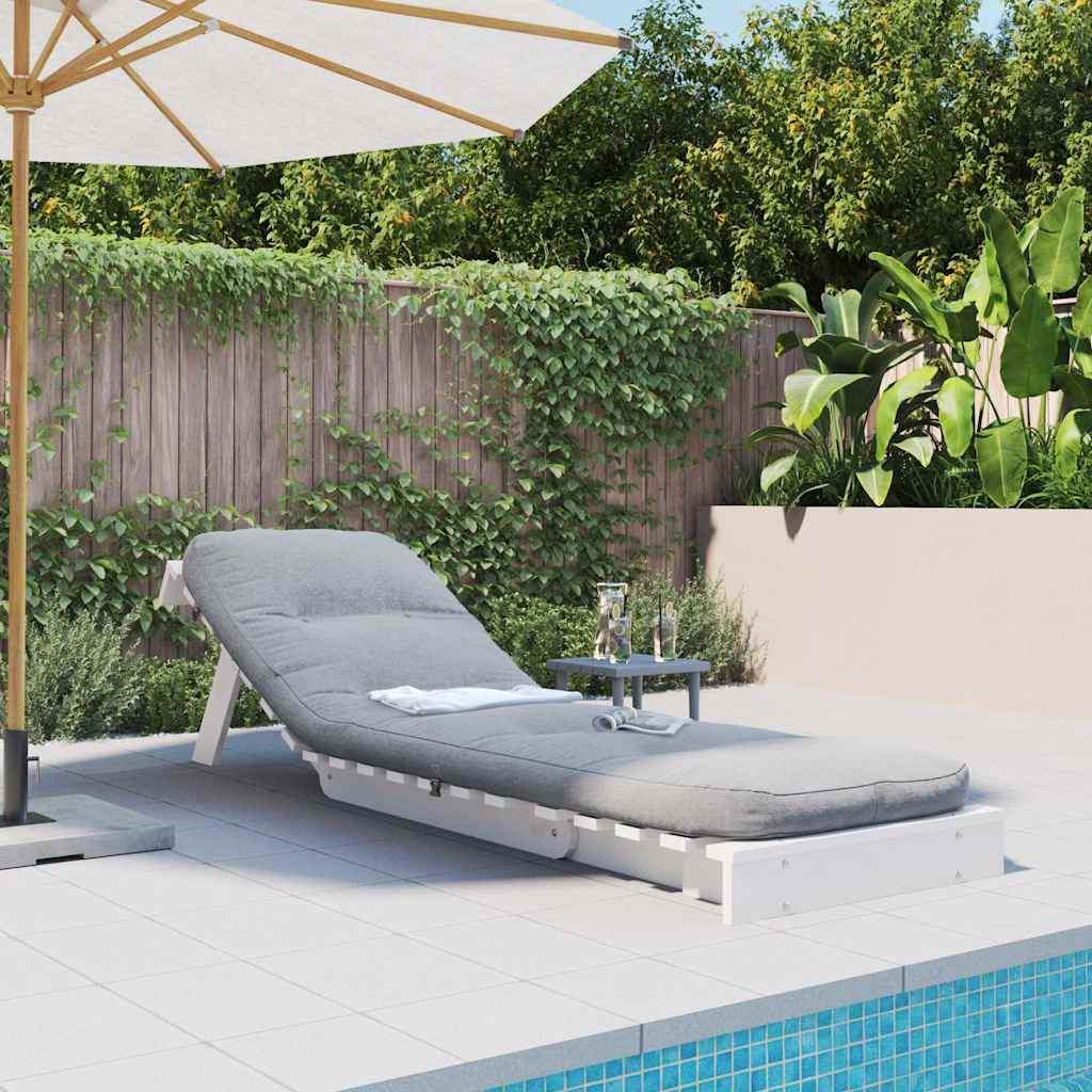 Futon Schlafsofa mit Matratze Weiß 60x206x11 Massivholz Kiefer