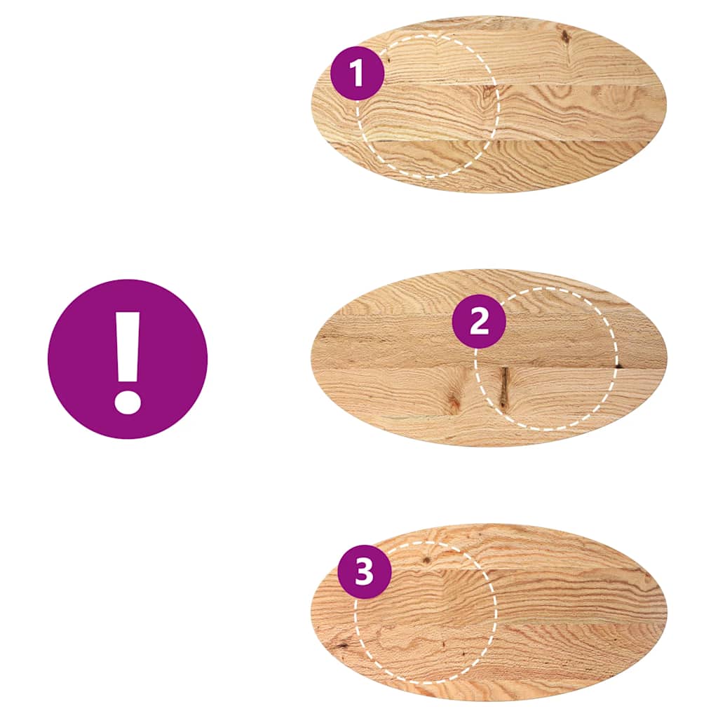 Tischplatte 100x50x2 cm Massivholz Eiche Oval