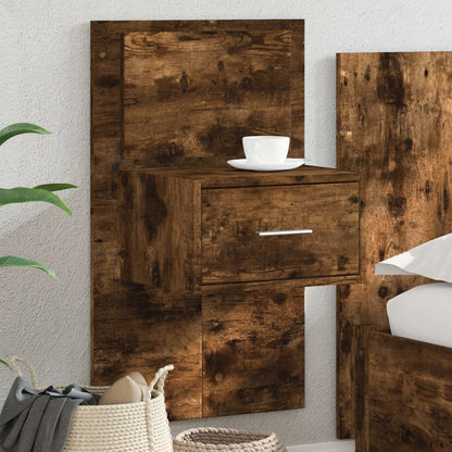 Wand-Nachttisch mit LED-Leuchten Räuchereiche