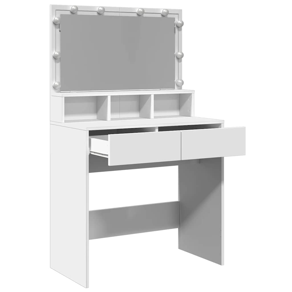 Schminktisch mit LED-Beleuchtung Weiß 80x41x134,5 cm
