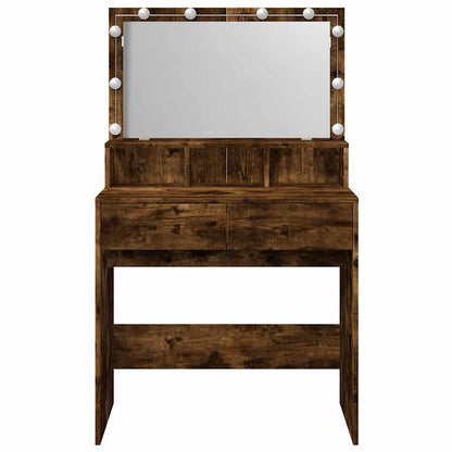 Schminktisch mit LED-Beleuchtung Räuchereiche 80x41x134,5 cm