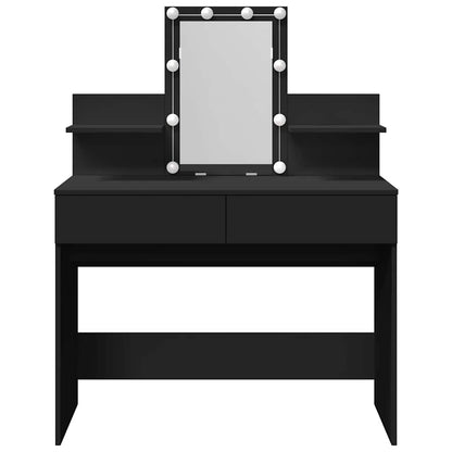 Schminktisch mit LED-Beleuchtung Schwarz 100x40x130 cm