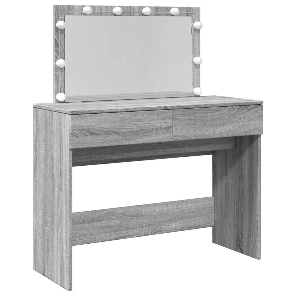 Schminktisch mit LED-Beleuchtung Grau Sonoma 100x40x120 cm