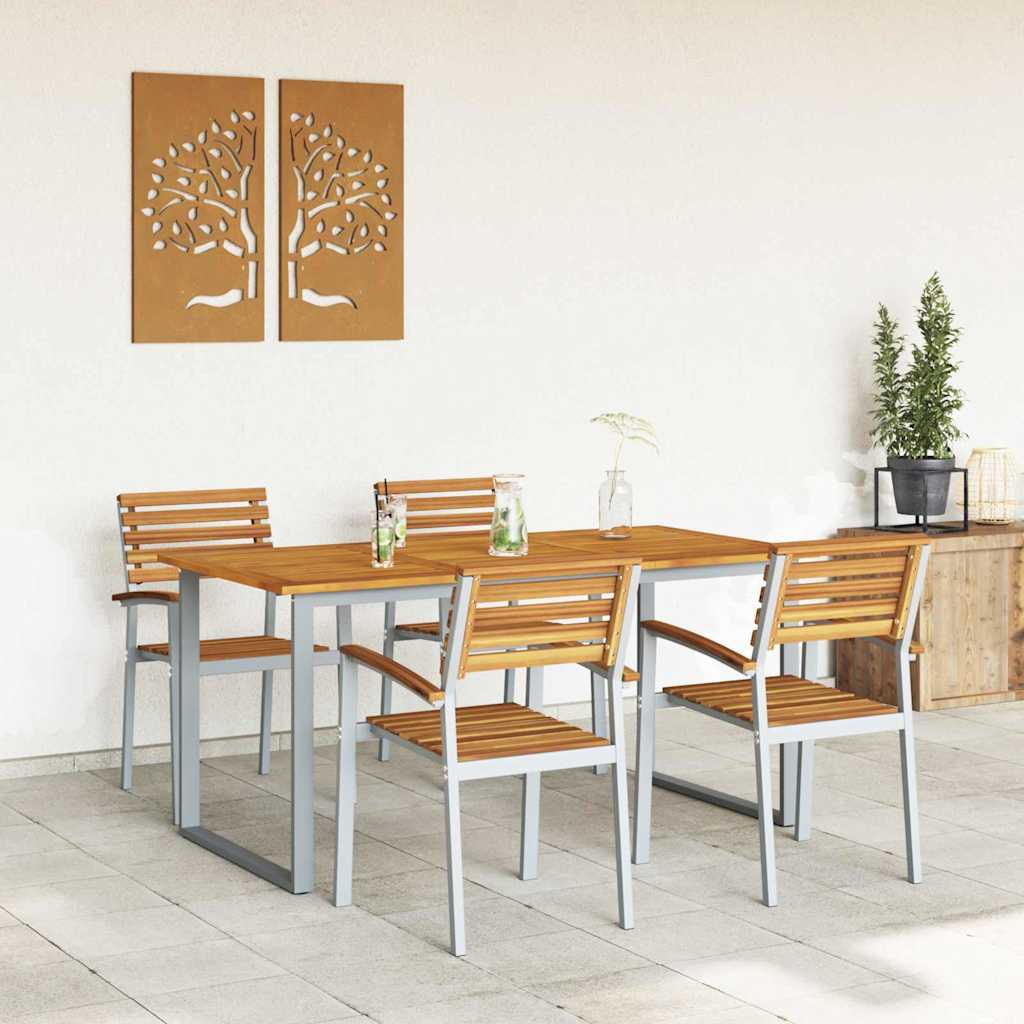 Garten Essgruppe 5 pcs Grau Massivholz Akazie