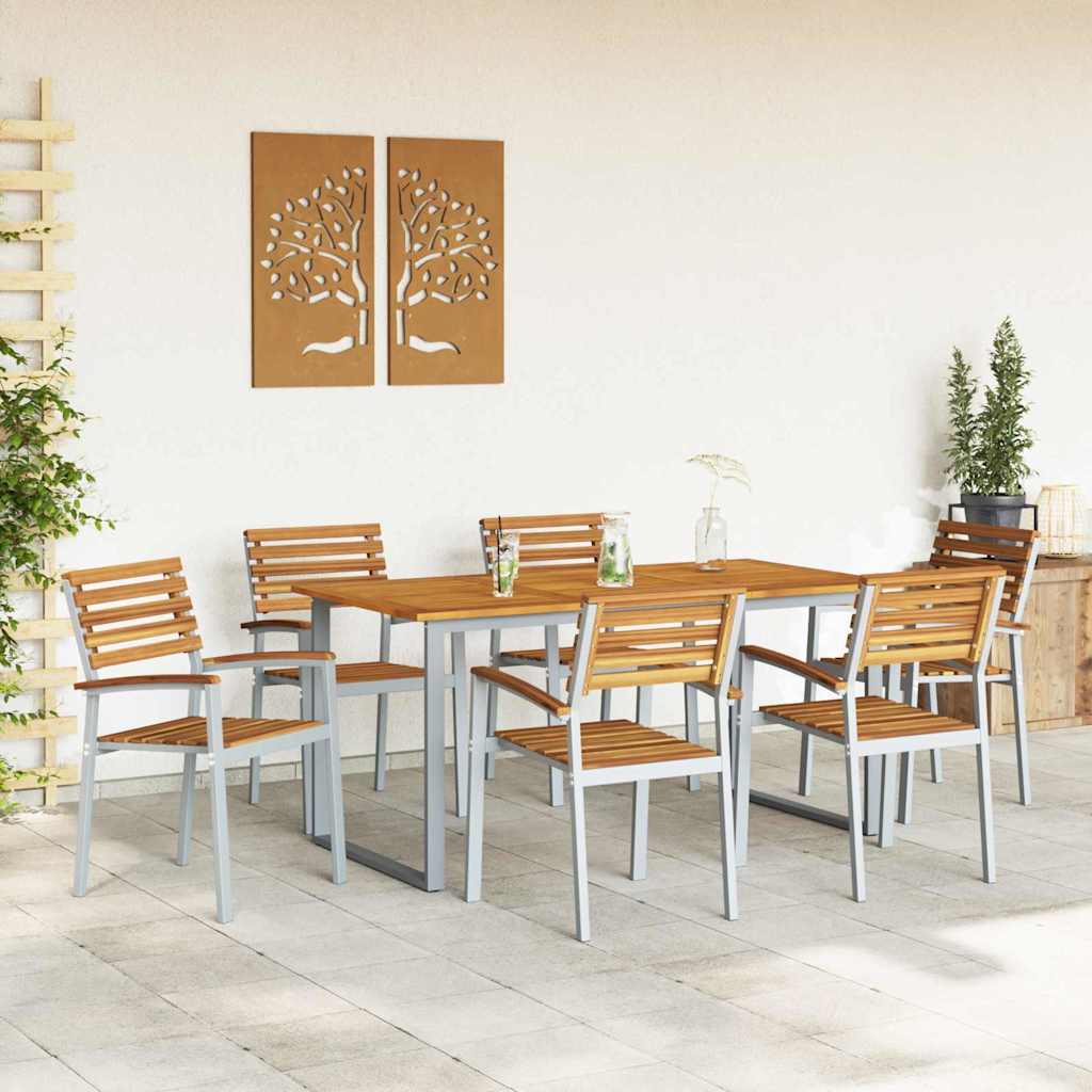 Garten Essgruppe 7 pcs Grau Massivholz Akazie