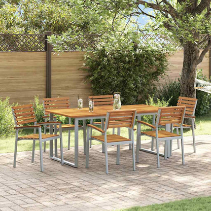 Garten Essgruppe 7 pcs Grau Massivholz Akazie