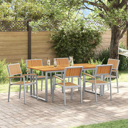 Garten Essgruppe 7 pcs Grau Massivholz Akazie