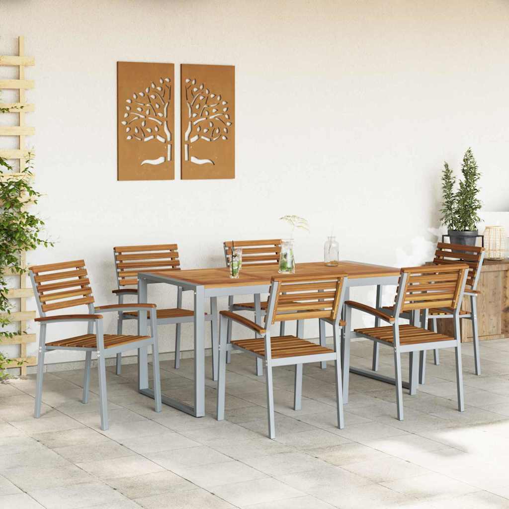 Garten Essgruppe 7 pcs Grau Massivholz Akazie