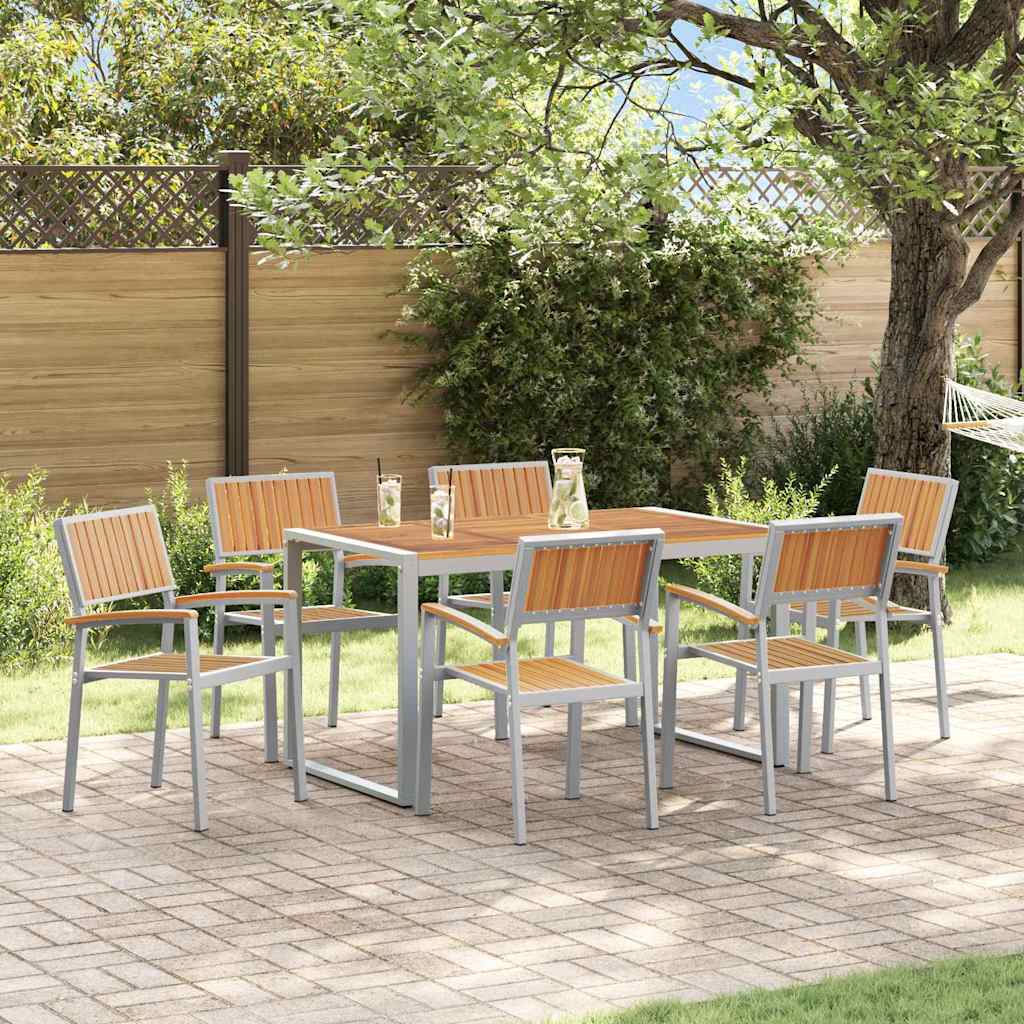 Garten Essgruppe 7 pcs Grau Massivholz Akazie