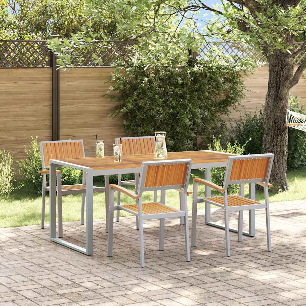 Garten Essgruppe 5 pcs Grau Massivholz Akazie