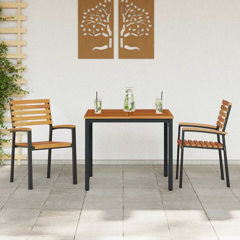 Garten Essgruppe 3 pcs Schwarz Massivholz Akazie