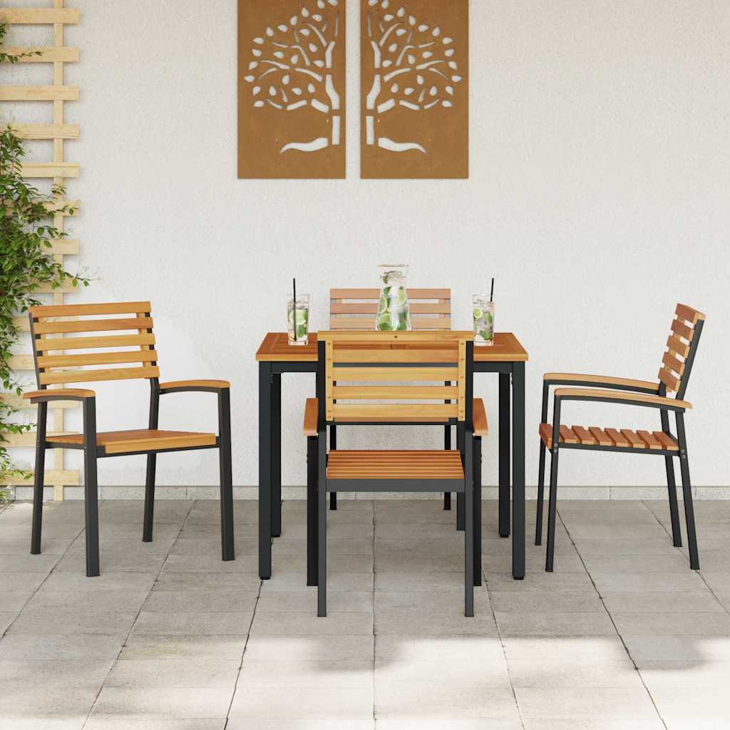 Garten Essgruppe 5 pcs Schwarz Massivholz Akazie