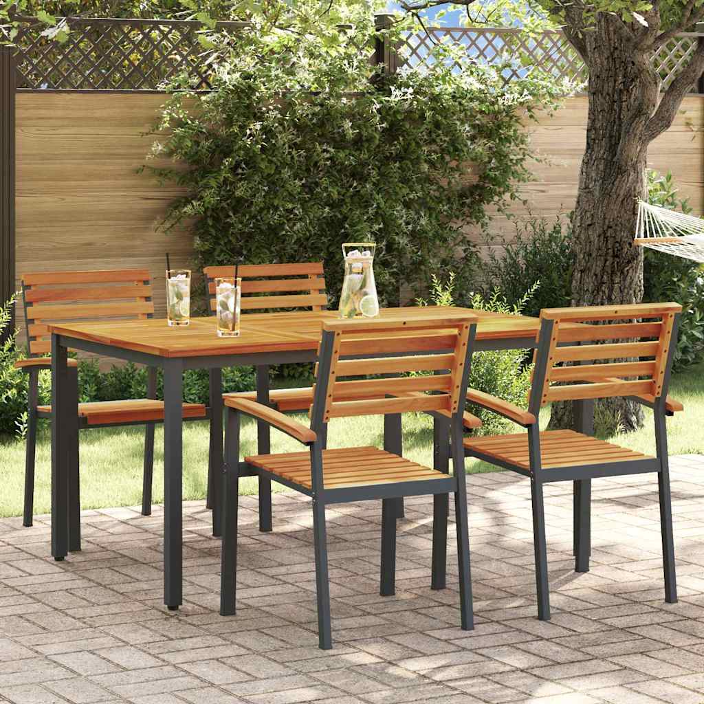 Garten Essgruppe 5 pcs Schwarz Massivholz Akazie